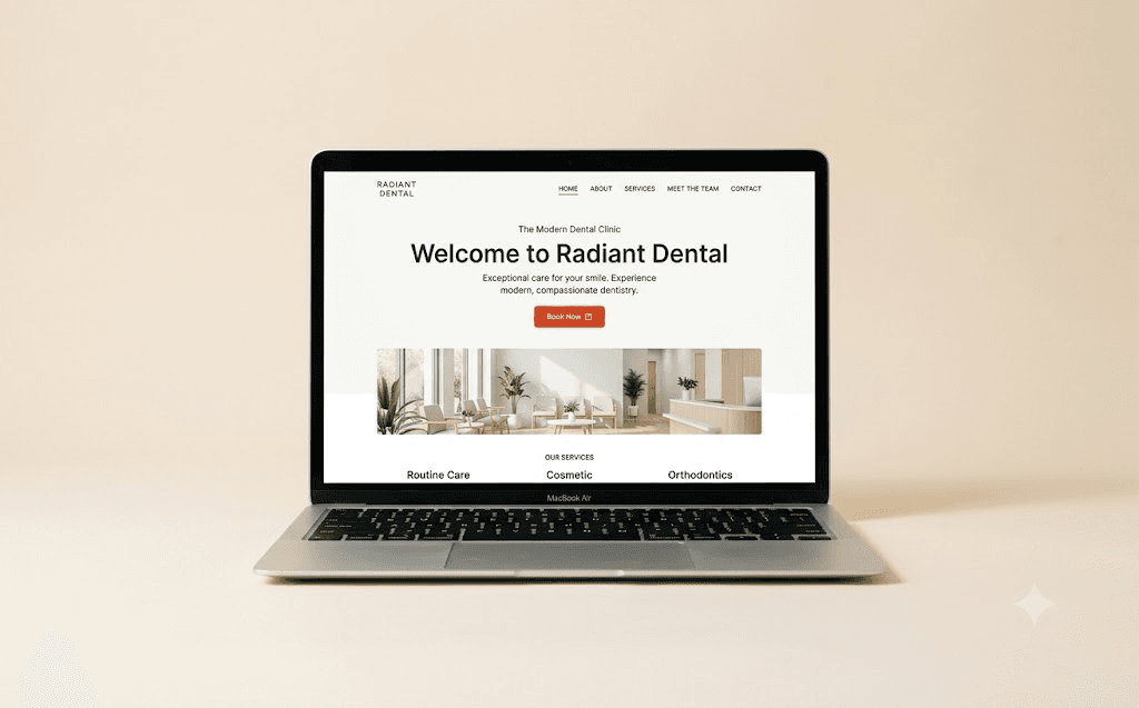 Website on laptop